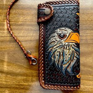 HARLEY DAVIDSON type HANDMADE Leather Chain Wallet